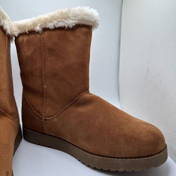 CUSHIONAIRE Women's Heather pull on boot +Memory Foam 8.5 CHESTNUT - Picture 6 of 7